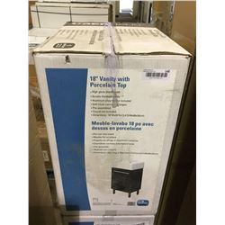 NEW UberHaus 18" Vanity w/ Porcelain Top High Gloss Black Finish