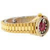 Image 6 : Rolex Ladies 18K Yellow Gold Diamond Lugs Red Vignette And Ruby President Wristw