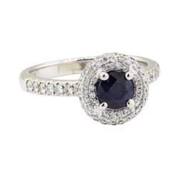 1.86 ctw Sapphire and Diamond Ring - 18KT White Gold