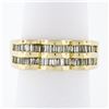14k Yellow Gold .95 ctw Baguette Cut Diamond Wavy Grooved Dual Row Band Ring