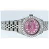 Image 3 : Rolex Ladies Stainless Steel Quickset Pink String Diamond Lugs Datejust Wristwat