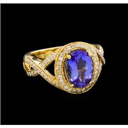 14KT Yellow Gold 2.33 ctw Tanzanite and Diamond Ring