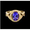 Image 2 : 14KT Yellow Gold 2.33 ctw Tanzanite and Diamond Ring