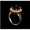 Image 4 : GIA Cert 5.56 ctw Ruby and Diamond Ring - 14KT Yellow Gold