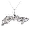 Image 1 : 1.20 ctw Diamond "Cuba" Motif Pendant with Chain - 14KT White Gold and Silver