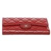 Image 5 : Chanel Deep Red Lambskin Leather Classic Long Flap Wallet