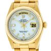 Rolex Mens 18K Yellow Gold Mother Of Pearl Diamond Quickset President Wristwatch
