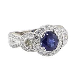 3.52 ctw Sapphire and Diamond Ring - 18KT White Gold