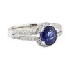 1.91 ctw Blue Sapphire and Diamond Ring - 18KT White Gold