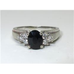 Ladies 14 KT White Gold Sapphire & Diamond Ring