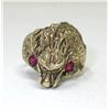 Image 1 : Man's 10 KT Yellow Gold Dragon Head Ruby Ring