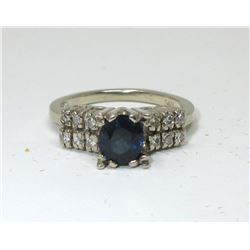 14KT White Gold Sapphire & Diamond Ring