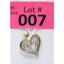 10 KT White & Yellow Gold Diamond Heart Pendant
