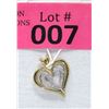 Image 1 : 10 KT White & Yellow Gold Diamond Heart Pendant
