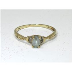 10 KT Yellow Gold Diamond & Aquamarine Ring