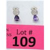 Image 1 : New Amethyst & Diamond Sterling Silver Earrings