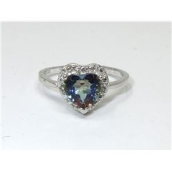 1.5 CT Heart Cut Mystic Topaz & Diamond Ring