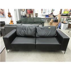 New European Black Leather Sofa by SofaLab