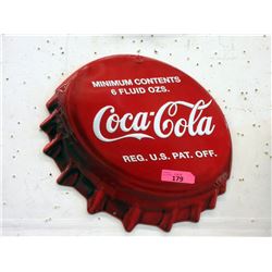 18" Embossed Metal "Coca-Cola" Bottle Cap Sign