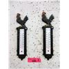 Image 1 : 2 New Cast Iron Rooster Thermometers - 3" x 11"