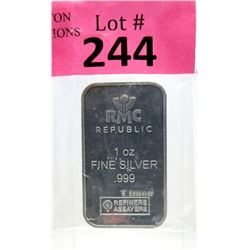 1 Oz Republic Metals Corp .999 Silver Bar