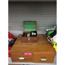 Vintage Oak Card File and Meter in Oak Box