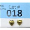 Image 1 : 14 KT Yellow Gold Heart Earrings - 10 KT Gold Back