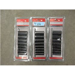 3 New 9 Piece Deep Impact Socket Sets