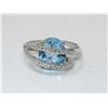 Image 1 : Blue Topaz & Diamond Crossover Design Ring