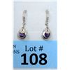 Image 1 : New 1.7 CT Amethyst & Diamond Dangle Earrings