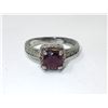 Image 1 : Ruby & Diamond Sterling Silver Solitaire Ring