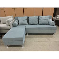 New SofaLab Blue Microfiber Condo Size Sofa Bed