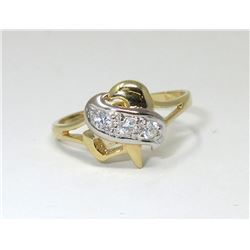 18 KT White & Yellow Gold Heart Crossover Ring