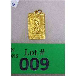 .999 Fine Gold Year of the Snake Bar/Pendant - 4.3 Grams