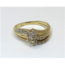 14 KT White & Yellow Gold Diamond Ring - 3.9 Grams