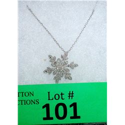 Sterling Silver and Diamond Snowflake Necklace
