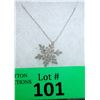 Image 1 : Sterling Silver and Diamond Snowflake Necklace
