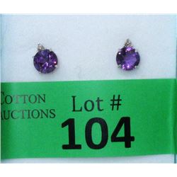 New Amethyst & Diamond Sterling Silver Earrings