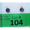 Image 1 : New Amethyst & Diamond Sterling Silver Earrings