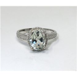 Green Amethyst & Diamond Solitaire Ring