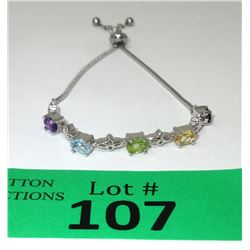Multi Gemstone Flower Design Bracelet