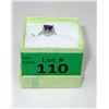 Image 2 : Amethyst & Diamond Sterling Silver Solitaire Ring