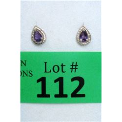 New Amethyst & Diamond Sterling Silver Earrings