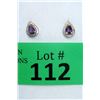 Image 1 : New Amethyst & Diamond Sterling Silver Earrings