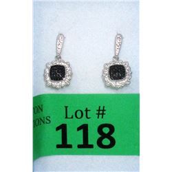 New Black & White Diamond Dangle Earrings