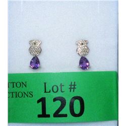 New Amethyst & Diamond Sterling Silver Earrings