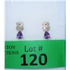 Image 1 : New Amethyst & Diamond Sterling Silver Earrings