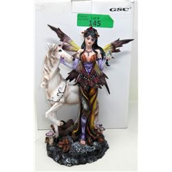 New 10" Fairy and Unicorn Statuette with Box