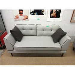 New Grey Fabric Love Seat w/ Contrasting Piping