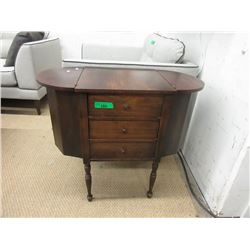 Vintage Oval End Table with 3 Drawers